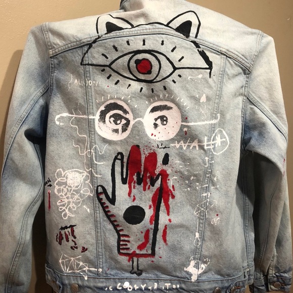 acrylic paint on jeans jacket